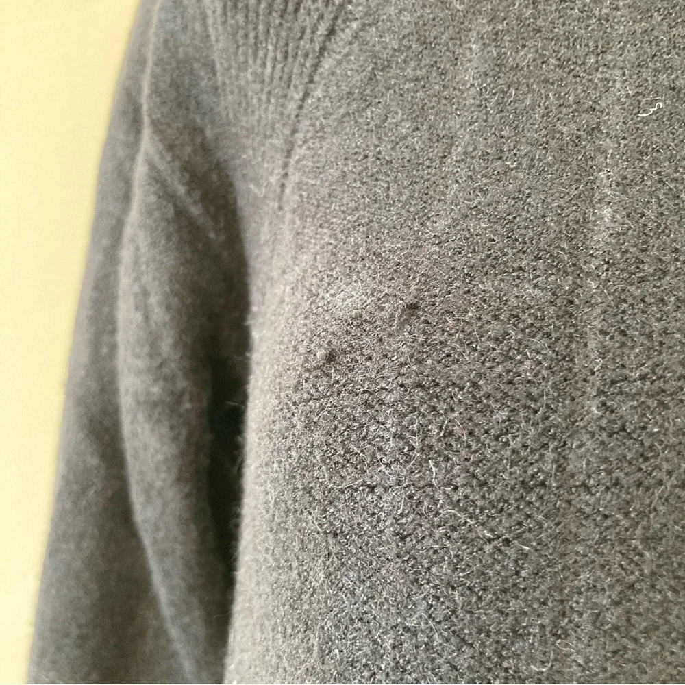 Anthropologie Moth | Black Brenta Cowl Neck Curved Hem Chunky Sweater - Picture 3 of 8